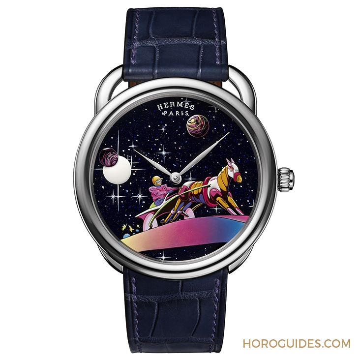 HERMES - ARCEAU - (Space Derby) - 夢幻濾鏡下的美漫英雄!Hermès Arceau Space Derby微繪工藝限量腕錶
