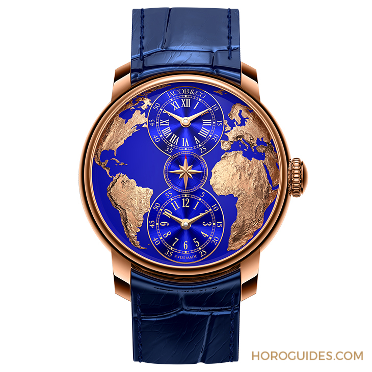 JACOB & CO. - HIGH JEWELRY MASTERPIECES - DT100.40.AA.AA.ABALA - 用最美的克萊因藍，圓一個志向高遠的夢：Jacobs & Co. The World is Yours兩地時間腕錶