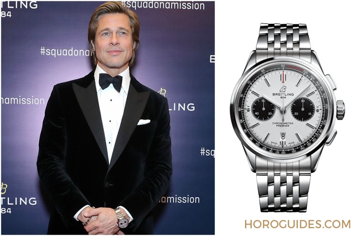 BREITLING - [名人錶盒]盤點百年靈代言人Brad Pitt的名錶收藏，除了PP、勞力士還有......