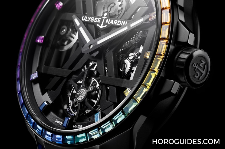 ULYSSE NARDIN - DIVER - 1723-400B1LE-2B-RAIN/1A - 以彩虹寶石圈入作，Ulysse Nardin Blast彩虹陀飛輪腕錶、Lady Diver美人魚潛水彩虹腕