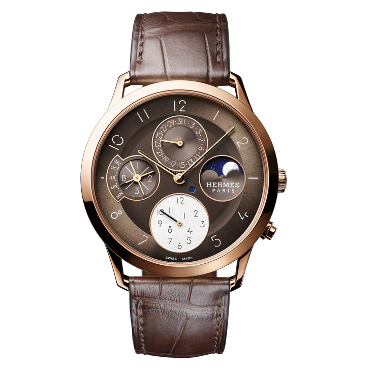 HERMES - Slim dʼHermès - W041406WW00 - 玫瑰金棕面,Hermès Slim d’Hermès Quantième Perpétuel萬年曆腕錶延伸新作亮相