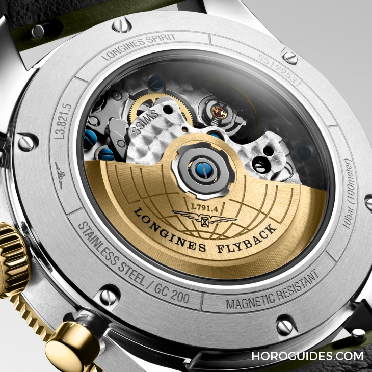 LONGINES - SPIRIT - L3.802.1.53.6 - LONGINES Spirit再掀熱潮！Spirit Zulu Time鈦金屬腕錶與計時碼錶間金新色登場