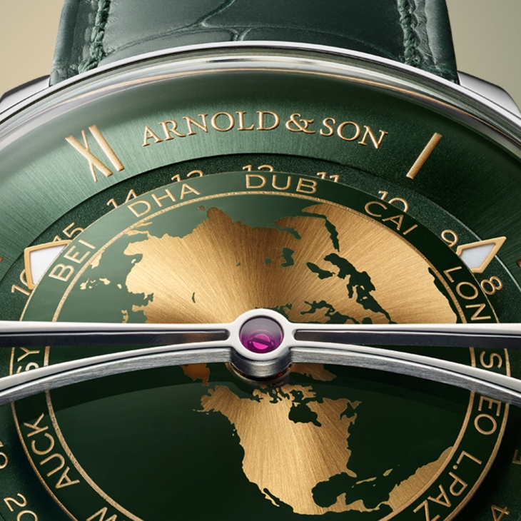 ARNOLD & Son - GLOBETROTTER - 1WTBS.K01A.C0263S - 藍綠交響,精巧寰宇|ARNOLD & SON推出兩款Globetrotter 42不鏽鋼限量版