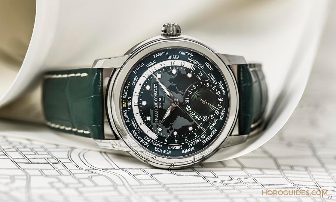 FRÉDÉRIQUE CONSTANT - 自家機芯 - FC-718WM4H6B - [BASEL 2018]康斯登世界時區腕錶再換色，綠面綠皮帶登場