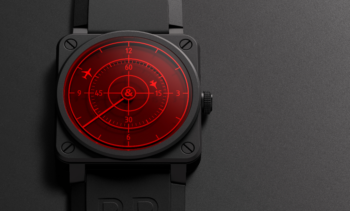 BELL & ROSS - INSTRUMENTS - BR0392-RRDR-CE/SRB - 用飛行雷達指時！BELL&ROSS BR 03-92 Red Radar Ceramic