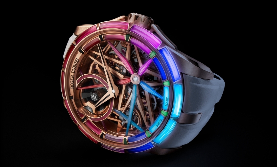 ROGER DUBUIS - EXCALIBUR - RDDBEX0950 - 自帶螢光效果的漸變色寶石圈！日夜都炫目的Roger Dubuis王者系列夜光單擺輪腕錶