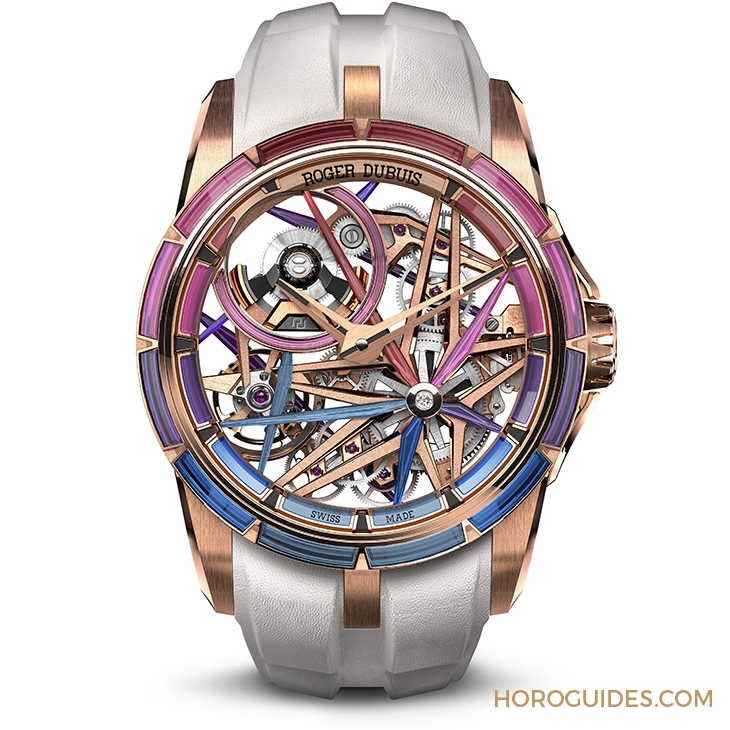 ROGER DUBUIS - EXCALIBUR - RDDBEX0950 - 自帶螢光效果的漸變色寶石圈!日夜都炫目的Roger Dubuis王者系列夜光單擺輪腕錶
