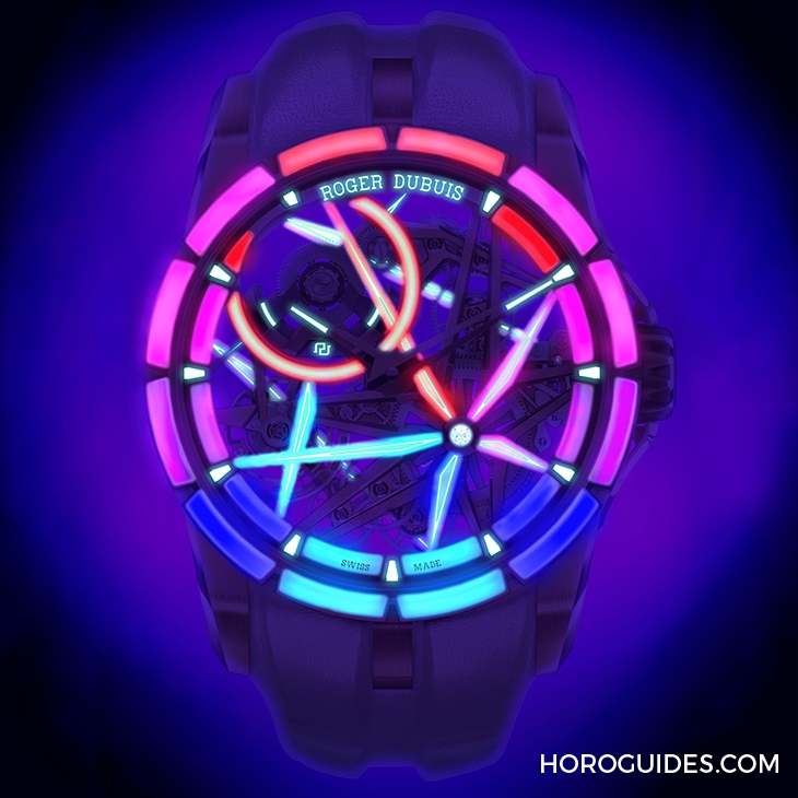ROGER DUBUIS - EXCALIBUR - RDDBEX0950 - 自帶螢光效果的漸變色寶石圈!日夜都炫目的Roger Dubuis王者系列夜光單擺輪腕錶