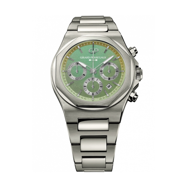 GIRARD-PERREGAUX - LAUREATO - 81020-21-3398-1CM - 虹彩綠面盤耀眼登場:GP芝柏表推出Laureato桂冠系列計時碼錶阿斯頓馬丁限量款