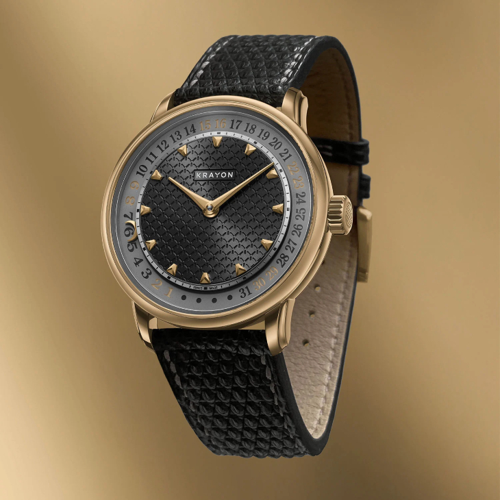 KRAYON - ANYDAY - C032-02 - Krayon Anyday 換上 18K 玫瑰金新裝,為獨特的月曆結構增添溫潤層次