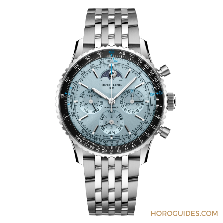BREITLING - NAVITIMER - PB1920251C1A1 - 冰藍面新作!百年靈推出Navitimer B19不鏽鋼萬年曆計時碼錶