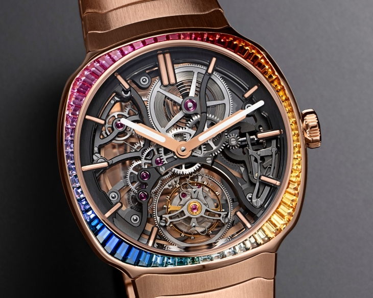 H. MOSER & CIE - STREAMLINER - 6814-0401 - 虹光穿鏤，一舞陀飛輪｜H. MOSER & CIE.推出兩款全新Streamliner Tourbillon Skeleton Rainbow 
