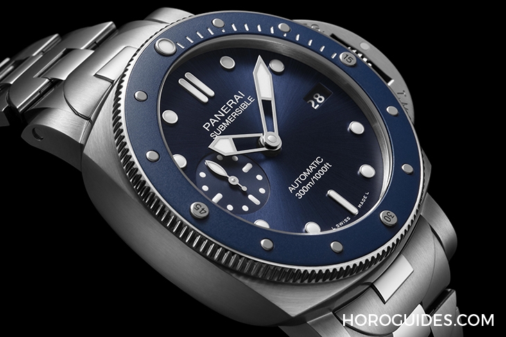 PANERAI - SUBMERSIBLE - PAM01068 - 沛納海Submersible 42mm首次搭配精鋼鍊帶！Submersible Blu Notte藍面藍圈，型格亮相