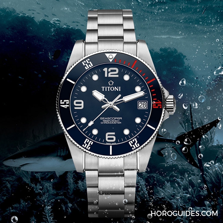 TITONI - SEASCOPER - 83600 S-BE-255 - 強大規格奇襲！Titoni海洋探索系列600米深潛腕錶