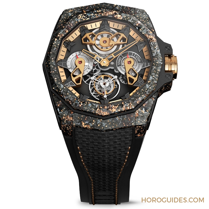 CORUM - ADMIRAL - A298/04277 - 298.100.46/F249 AD10 - 為這道剛硬厚實的輪廓，撒金｜Corum Admiral 45海軍上將飛行陀飛輪鏤空自動腕錶