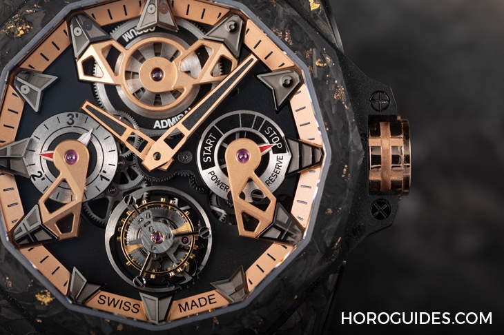 CORUM - ADMIRAL - A298/04277 - 298.100.46/F249 AD10 - 為這道剛硬厚實的輪廓，撒金｜Corum Admiral 45海軍上將飛行陀飛輪鏤空自動腕錶