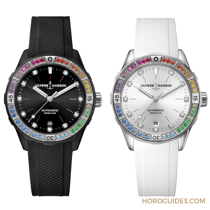 ULYSSE NARDIN - DIVER - 1723-400B1LE-2B-RAIN/1A - 以彩虹寶石圈入作,Ulysse Nardin Blast彩虹陀飛輪腕錶、Lady Diver美人魚潛水彩虹腕