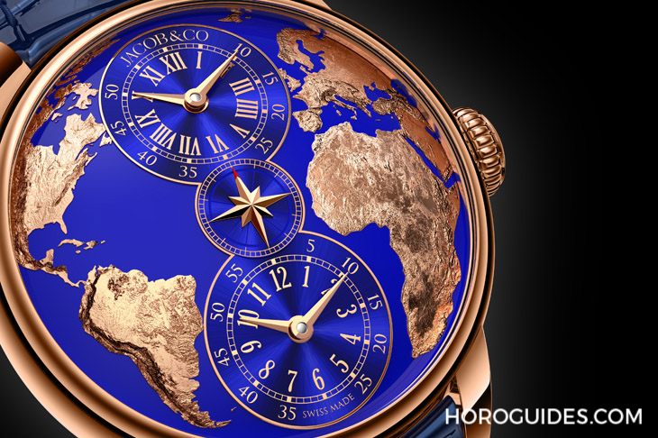 JACOB & CO. - HIGH JEWELRY MASTERPIECES - DT100.40.AA.AA.ABALA - 用最美的克萊因藍,圓一個志向高遠的夢:Jacobs & Co. The World is Yours兩地時間腕錶