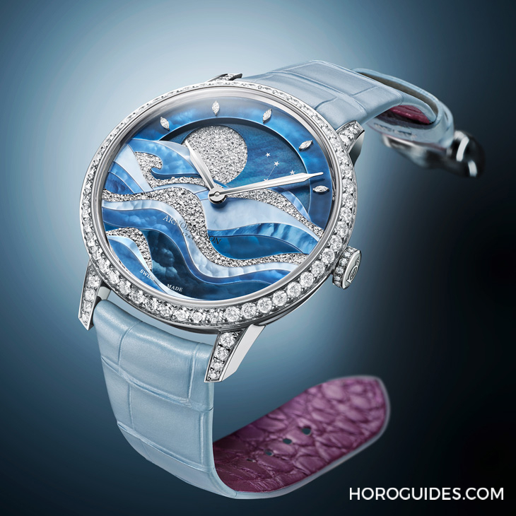 ARNOLD & Son - PERPETUAL MOON - 1GLMW.Z04A.C284A - Arnold & Son招牌超大月相窗以釕晶體形塑又美又魔幻的夜色美學|恒久月相38午夜潮汐腕錶