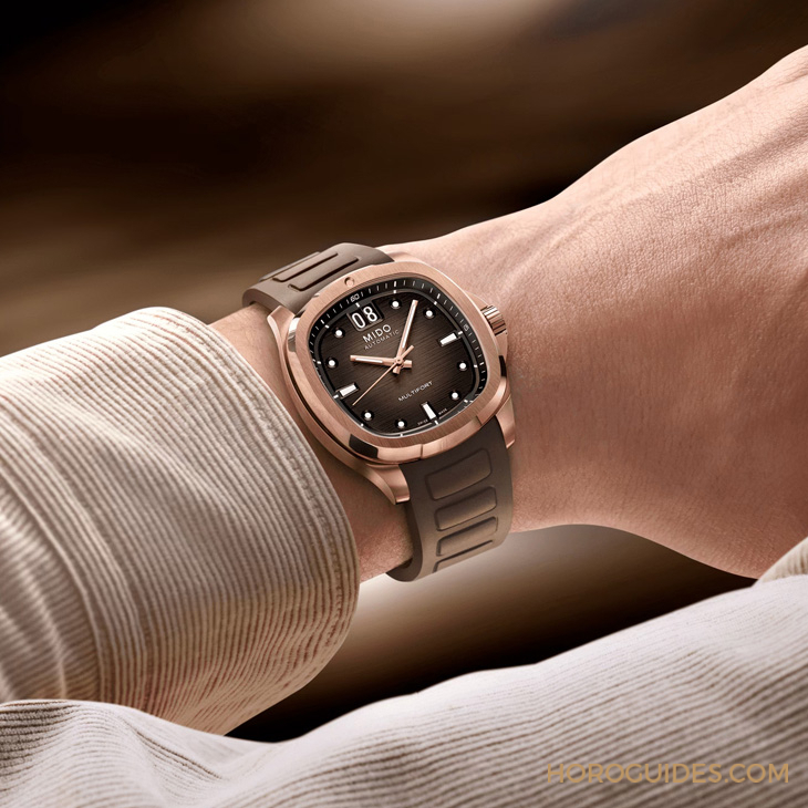 MIDO - MULTIFORT - M049.526.37.291.00 - 電視機殼型復古摩登魅力再襲,MIDO先鋒系列TV腕錶以漸變巧克力色面盤溫暖深冬