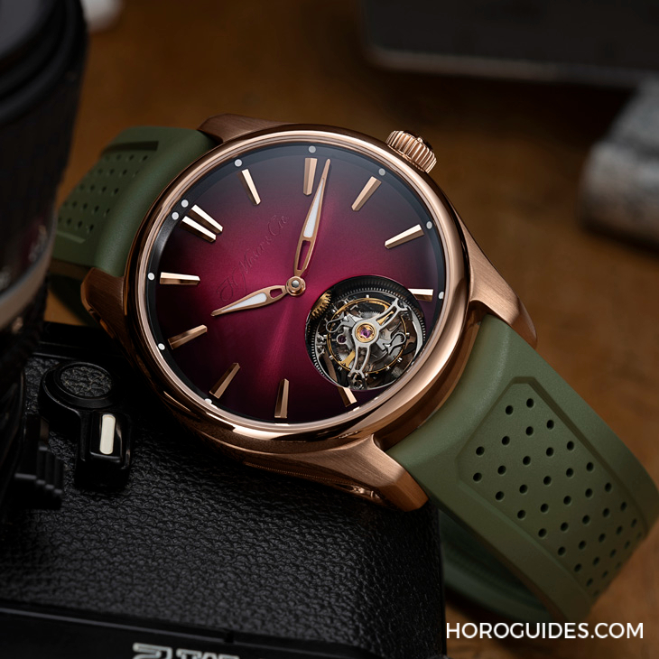 H. MOSER & CIE - PIONEER - 3805-0400 - 錶徑縮小,紅金加持,H. Moser & Cie.推出開拓者陀飛輪酒紅色腕錶